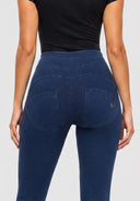 WRUP Denim Sculpted Zip - High Waisted - 7/8 Length - Dark Blue + Blue Stitching