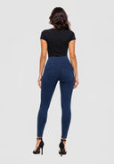 WRUP Denim Sculpted Zip - High Waisted - 7/8 Length - Dark Blue + Blue Stitching
