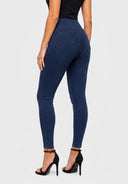 WRUP Denim Sculpted Zip - High Waisted - 7/8 Length - Dark Blue + Blue Stitching