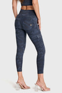 WRUP Cargo Fashion - High Waisted - 7/8 Length - Navy Blue Camo