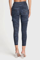 WRUP Cargo Fashion - High Waisted - 7/8 Length - Navy Blue Camo