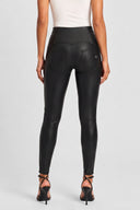 WRUP Faux Leather Sculpted Zip - High Waisted - 7/8 Length - Black