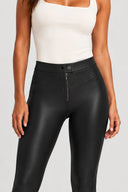 WRUP Faux Leather Sculpted Zip - High Waisted - 7/8 Length - Black