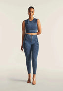Cropped Tank Criss Cross Detail - Indigo Denim
