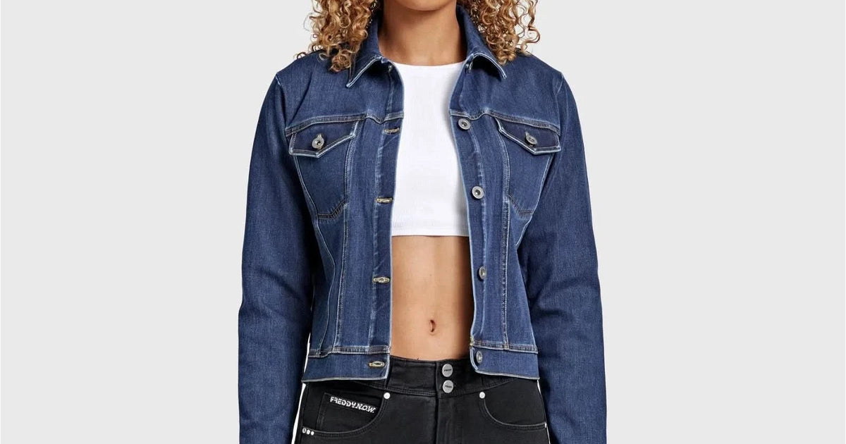 Denim Jacket - Dark Blue + Yellow Stitching | Freddy Australia
