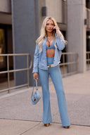 WRUP Faux Leather - Super High Waisted - Super Flare - Baby Blue