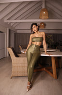WRUP Disco Pants - Super High Waisted - Full Length - Olive Green