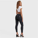 N.O.W® Denim - High Waisted - 7/8 Length - Black + Black Stitching