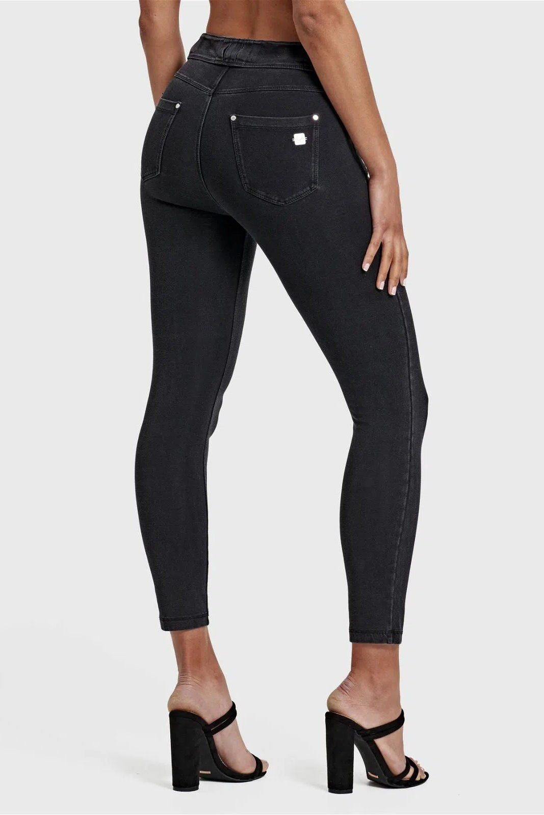 N.O.W® Denim - High Waisted - 7/8 Length - Black + Black Stitching 1