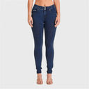 N.O.W® Denim - High Waisted - 7/8 Length - Dark Blue + Blue Stitching