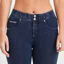 N.O.W® Denim - High Waisted - 7/8 Length - Dark Blue + Blue Stitching