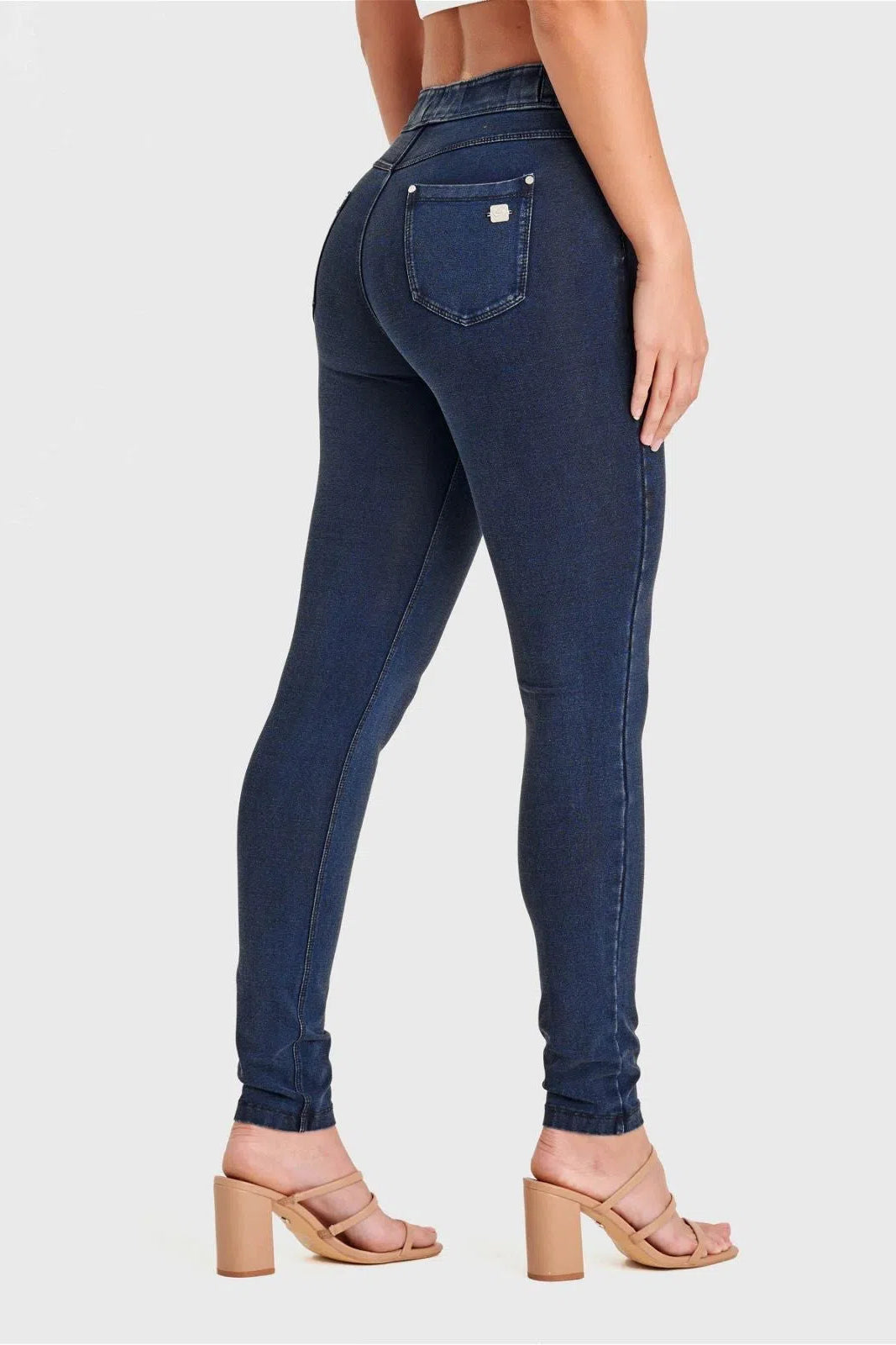 N.O.W® Denim - High Waisted - 7/8 Length - Dark Blue + Blue Stitching 1