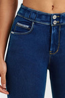 N.O.W® Denim - High Waisted - 7/8 Length - Dark Blue + Yellow Stitching