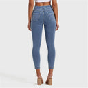 N.O.W® Denim - High Waisted - 7/8 Length - Light Blue + Yellow Stitching