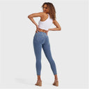 N.O.W® Denim - High Waisted - 7/8 Length - Light Blue + Yellow Stitching
