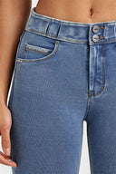 N.O.W® Denim - High Waisted - 7/8 Length - Light Blue + Yellow Stitching