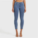 N.O.W® Denim - High Waisted - 7/8 Length - Light Blue + Yellow Stitching