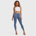 N.O.W® Denim - High Waisted - 7/8 Length - Light Blue + Yellow Stitching