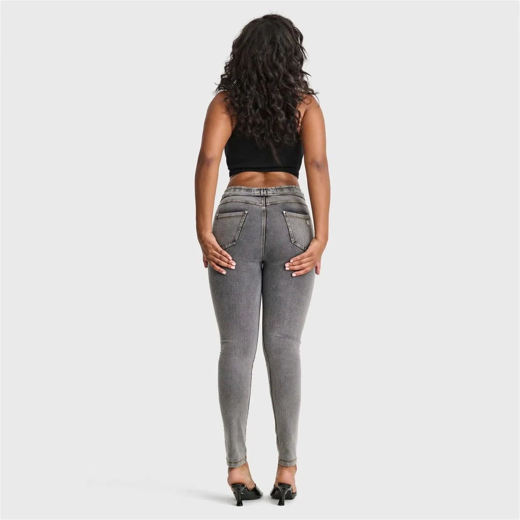N.O.W® Denim - High Waisted - Full Length - Grey + Yellow Stitching