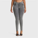 N.O.W® Denim - High Waisted - Full Length - Grey + Yellow Stitching