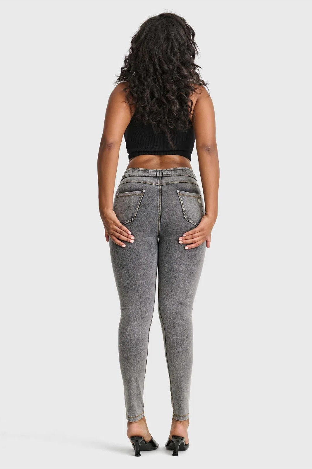 N.O.W® Denim - High Waisted - Full Length - Grey + Yellow Stitching 3