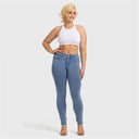 N.O.W® Denim - High Waisted - Full Length - Light Blue + Yellow Stitching