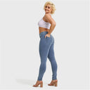 N.O.W® Denim - High Waisted - Full Length - Light Blue + Yellow Stitching