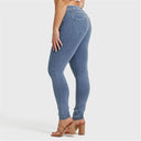 N.O.W® Denim - High Waisted - Full Length - Light Blue + Yellow Stitching
