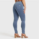 N.O.W® Denim - High Waisted - Full Length - Light Blue + Yellow Stitching