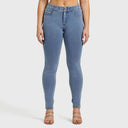 N.O.W® Denim - High Waisted - Full Length - Light Blue + Yellow Stitching