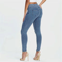 N.O.W® Denim - High Waisted - Full Length - Light Blue + Yellow Stitching