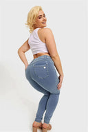 N.O.W® Denim - High Waisted - Full Length - Light Blue + Yellow Stitching