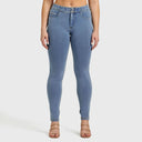 N.O.W® Denim - High Waisted - Full Length - Light Blue + Yellow Stitching