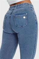 N.O.W® Denim - High Waisted - Full Length - Light Blue + Yellow Stitching