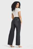 N.O.W® Denim Limited Edition - High Waisted - Wide Leg - Black + Black Stitching