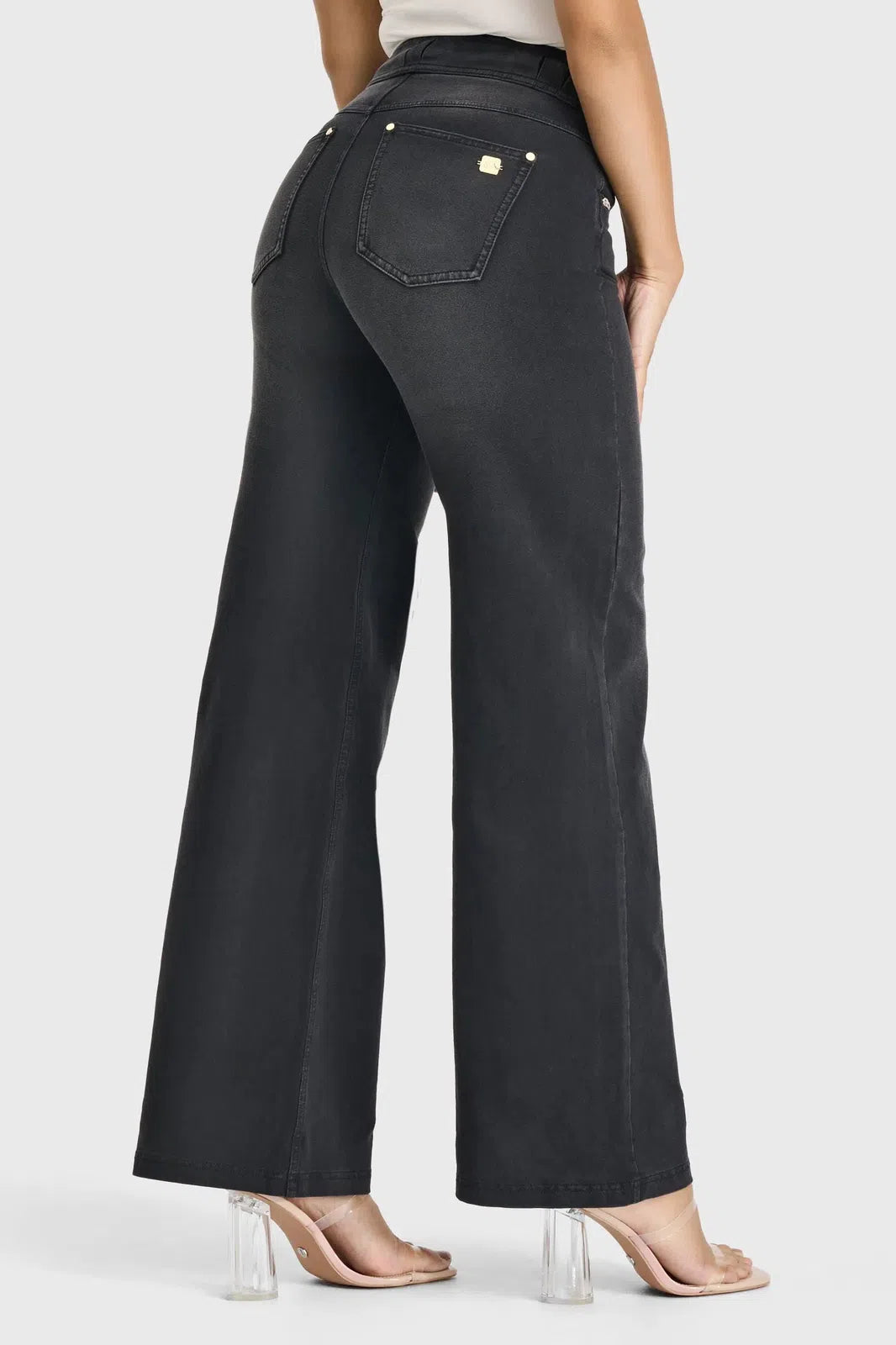 N.O.W® Denim Limited Edition - High Waisted - Wide Leg - Black + Black Stitching 1