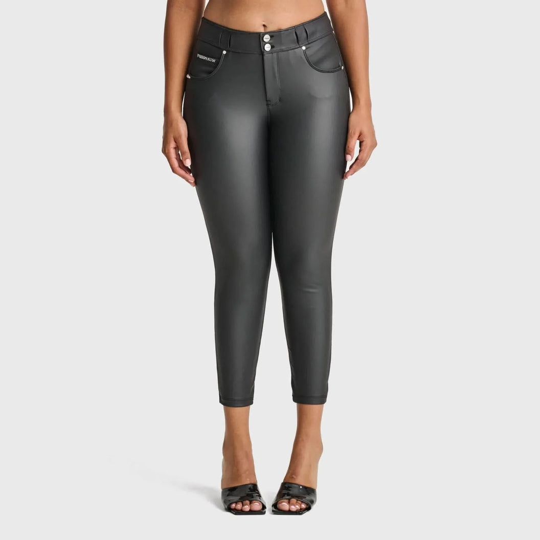 N.O.W® Faux Leather - High Waisted - 7/8 Length - Black