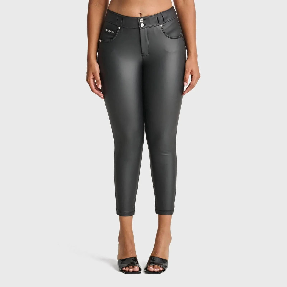 N.O.W® Faux Leather - High Waisted - 7/8 Length - Black