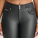 N.O.W® Faux Leather - High Waisted - 7/8 Length - Black