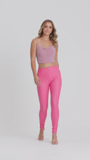 WRUP Faux Leather - High Waisted - Full Length - Candy Pink