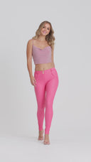 WRUP Faux Leather - Mid Rise - Full Length - Candy Pink