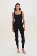 WRUP Velvet Leather with Buckle - High Waisted - Full Length - Black
