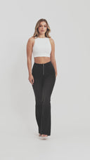 WRUP Denim with Feature Seam - High Waisted - Bell Bottom Flare - Black + Black Stitching