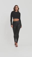 WRUP Panther Faux Leather - High Waisted - Full Length - Black
