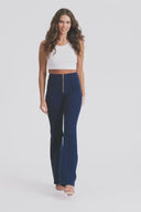 WRUP Denim - High Waisted - Super Flare - Dark Blue + Blue Stitching