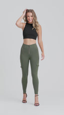 WRUP Cargo Fashion - High Waisted - 7/8 Length - Military Green