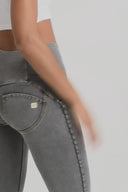 WRUP Denim - 3 Button High Waisted - Full Length - Grey + Yellow Stitching