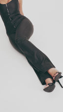 WRUP Faux Leather Jumpsuit - High Waisted - Flare - Black