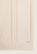 Braid Scarf with Metal Logo - Cream