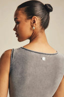 Scoop Neck Bodysuit - Grey Denim